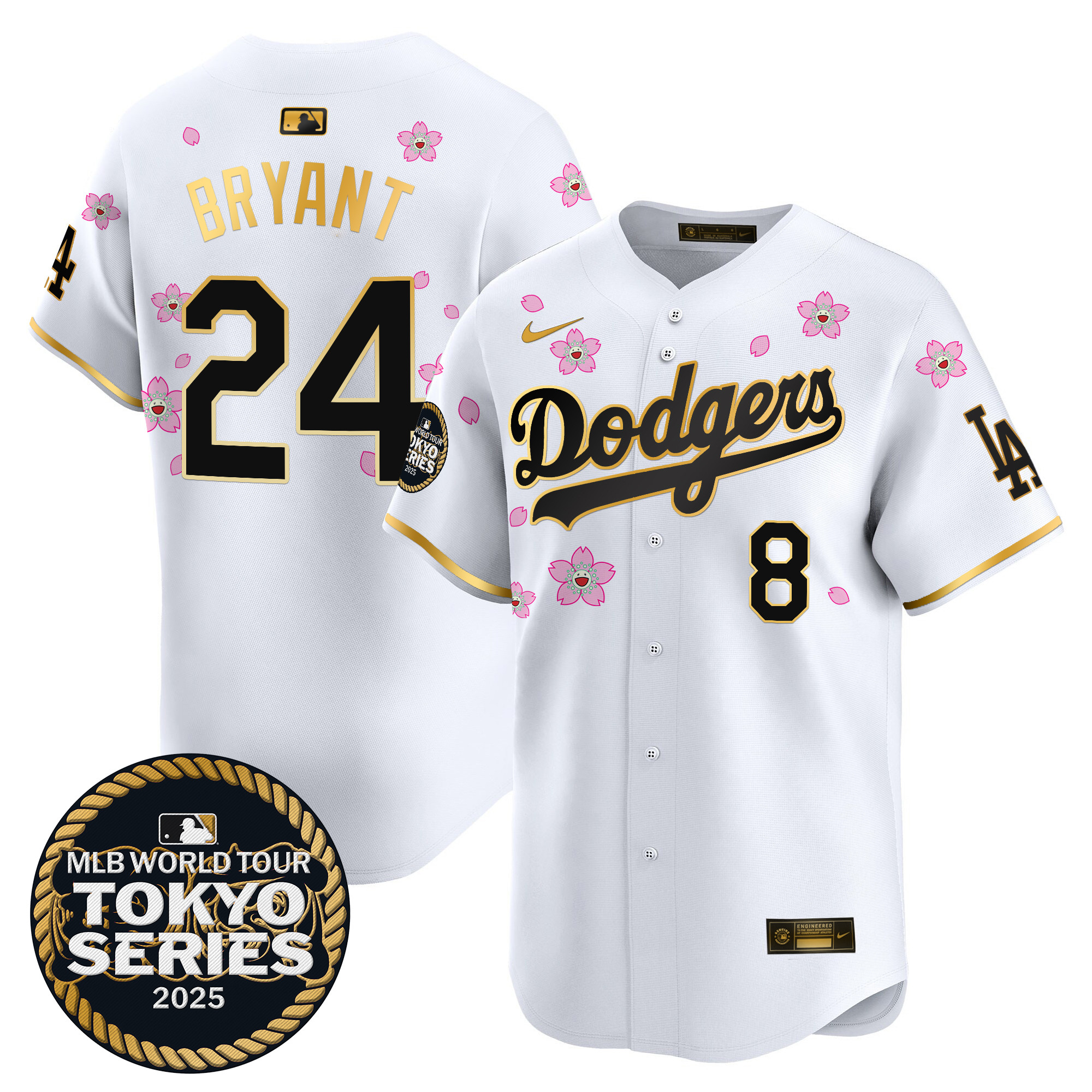 Men Los Angeles Dodgers #24 Bryant Tokyo Series white Limited Stitched 2025 Jersey style9